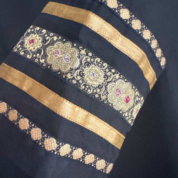 Vintage Majestic Black Gold Cuff A line Blazer M - Picture 5 of 6